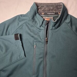 Fennec Golf Jacket Mens Medium Full Zip Softshell Windbreaker Green Pockets EUC‎